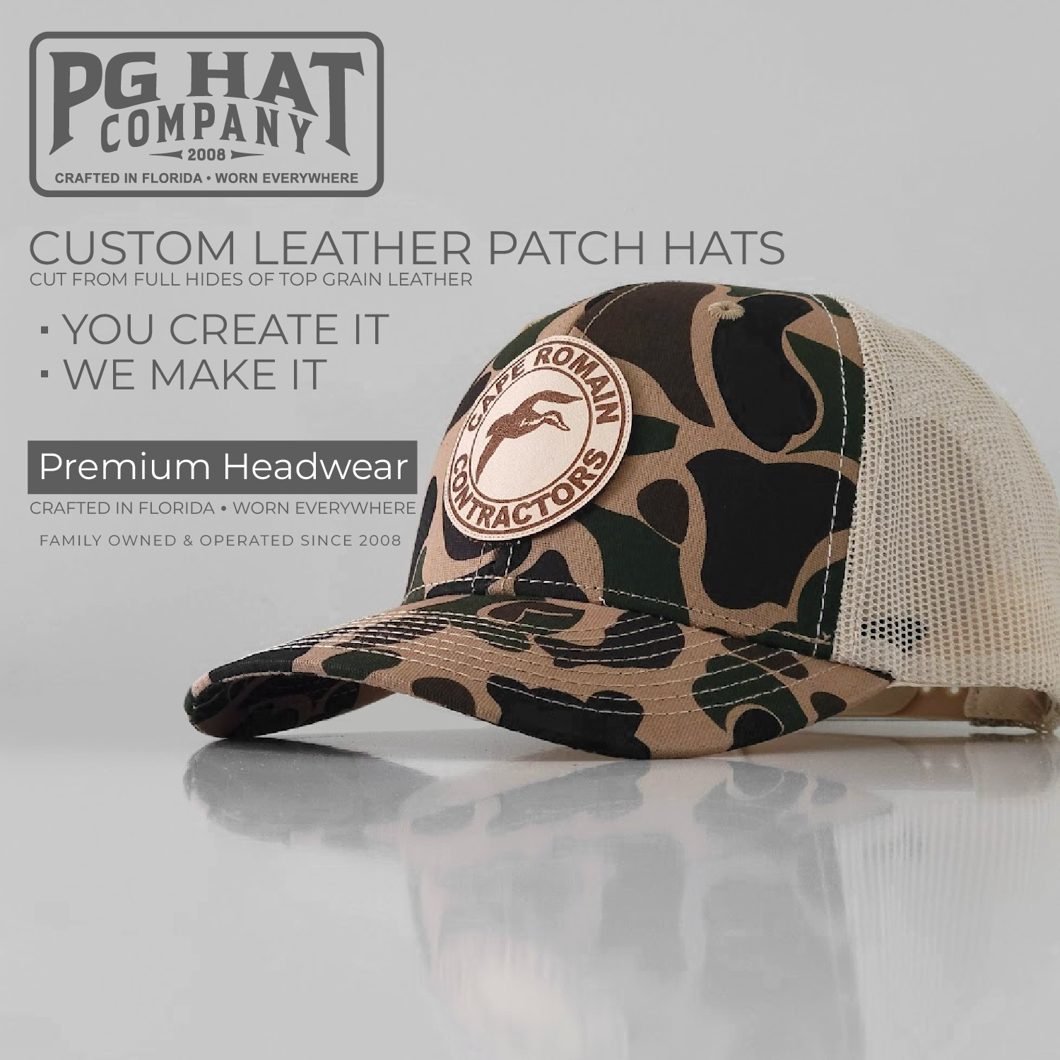 Custom Vintage Duck Camo Leather Patch Hat-OUT OF STOCK – Von