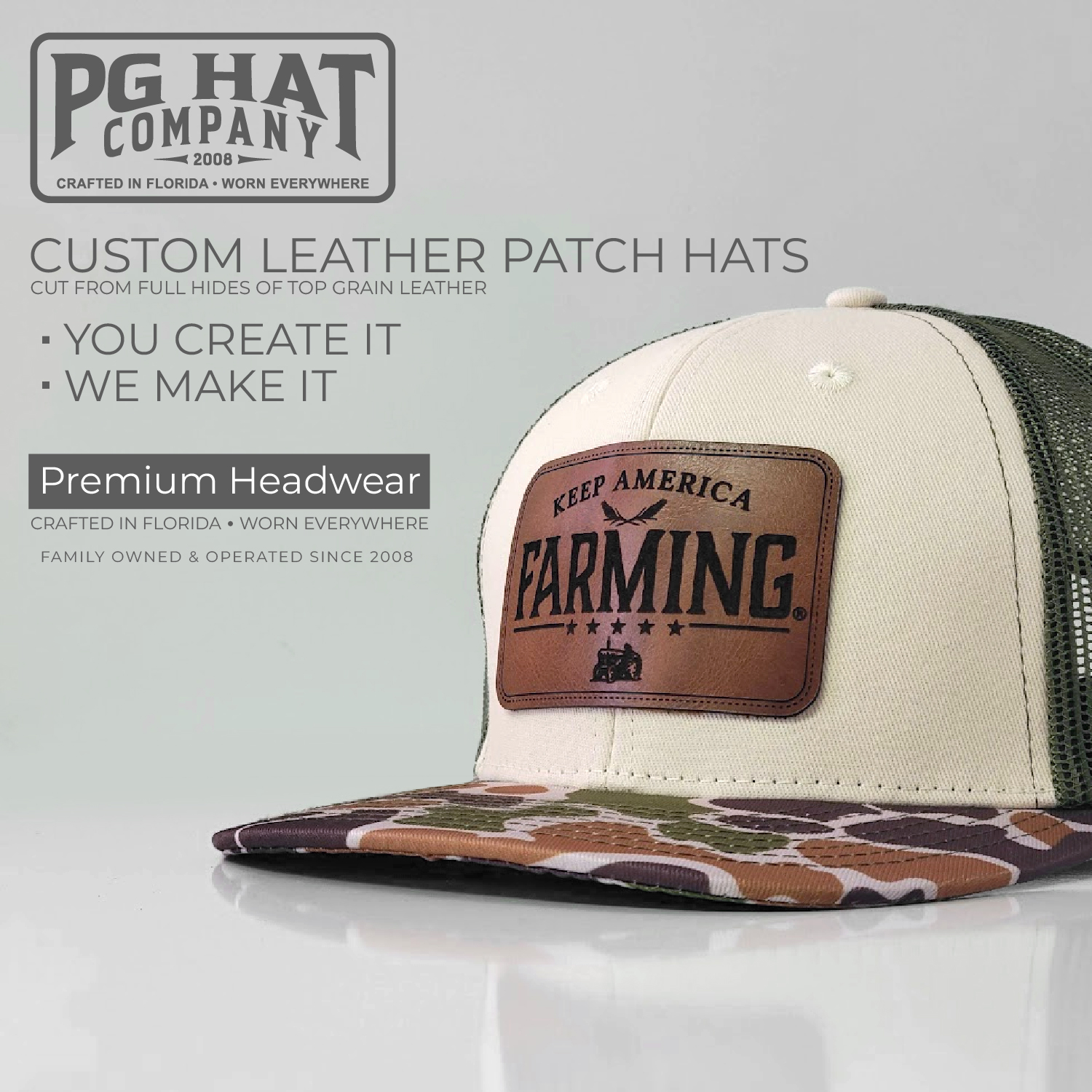 Custom Leather Patch Hat - Distressed Black/Tan