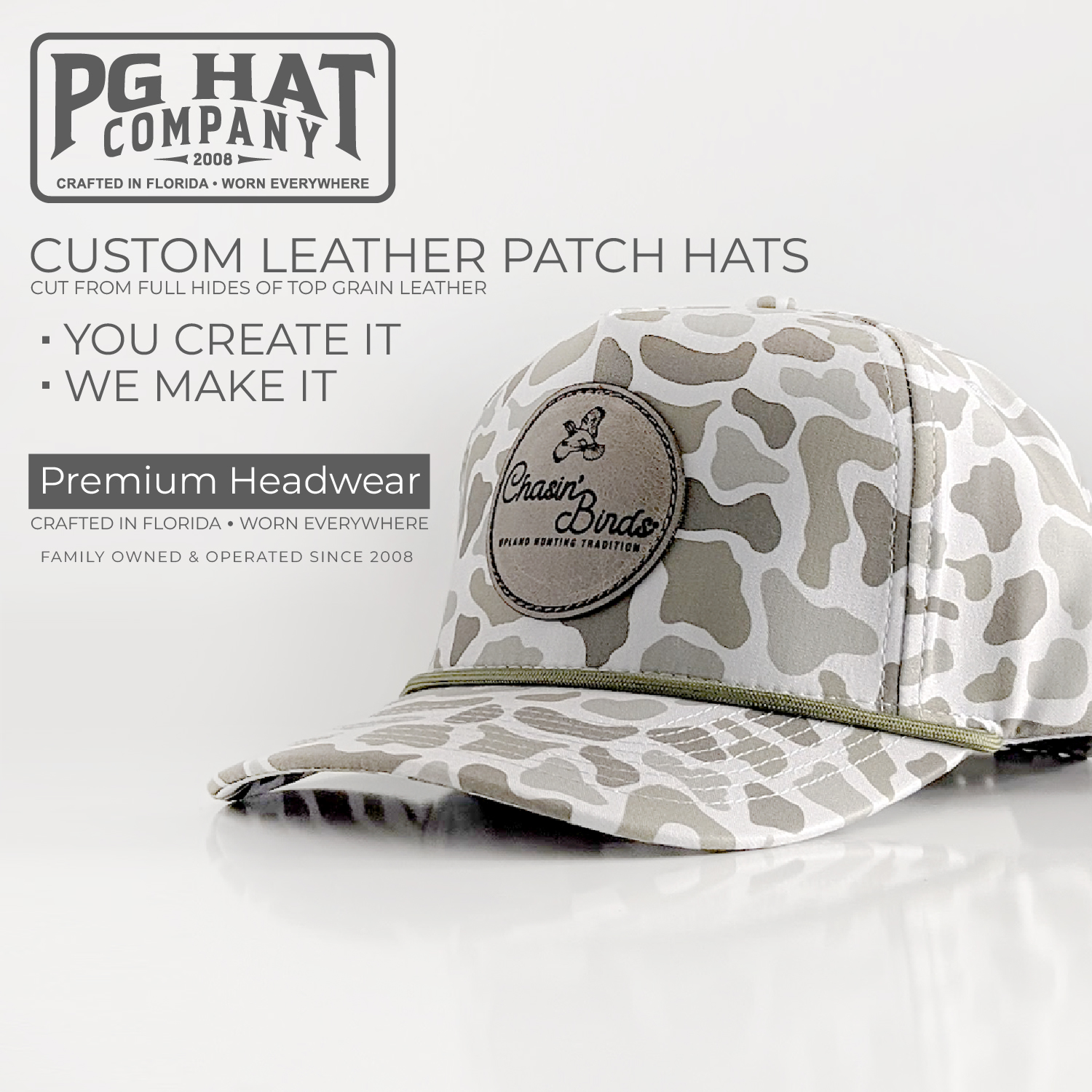 PG Hat Co. Handcrafted Leather Patch Hats in Pace, FL